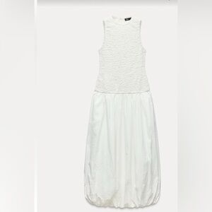 Zara Oyster White Poplin Balloon Dress Size Small NWT❣️